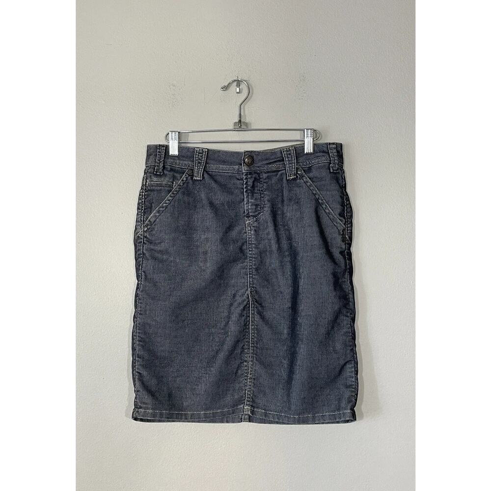 Yanuk‎ Skirt Size 26 Corduroy Slit Front Flap Back Pockets Knee Length Y2K